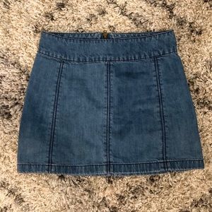 Free People Zip To It Mini Denim Skirt